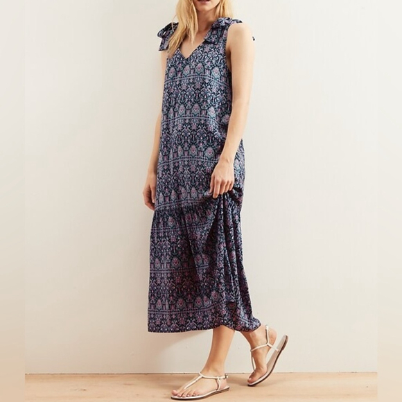 Banana Republic Dresses & Skirts - Banana Republic Midi Tiered Dress Ikat Print Positano Blue Boho Flowy Medium